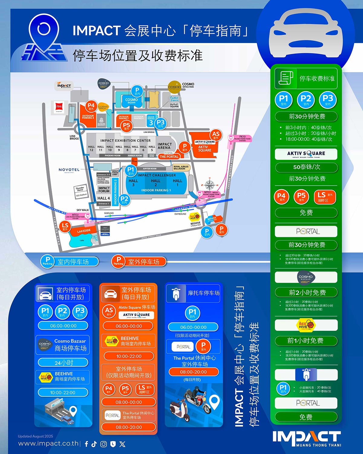 IMPACT 会展中心「停车指南」停车场位置及收费标准