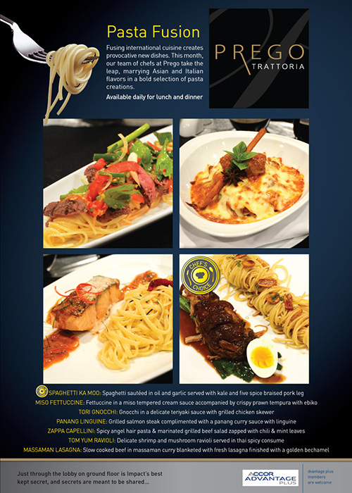 Let’s enjoy Pasta Fusion Creation at Prego Trattoria, Novotel Bangkok IMPACT